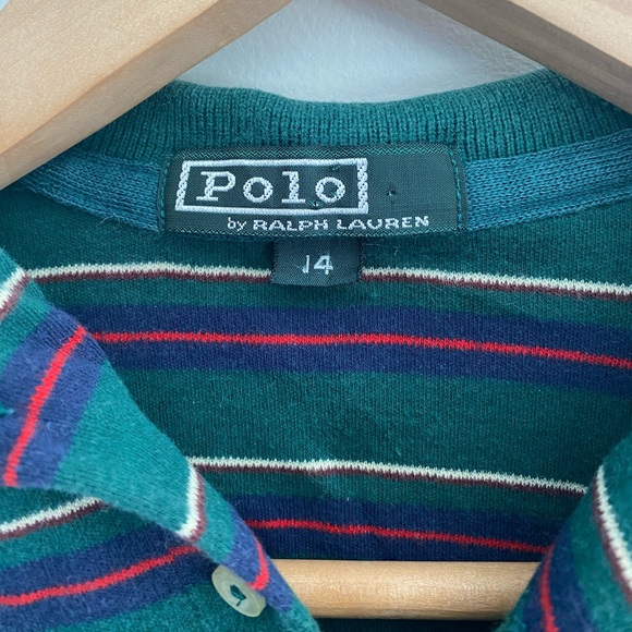 Ralph Lauren green stripe cropped polo - Picture 3 of 3